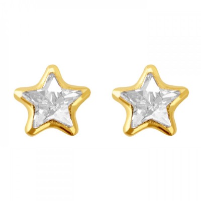 Broquel de oro 10k con zirconia 8mm