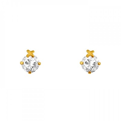 Broquel de oro 10k con zirconia 4mm